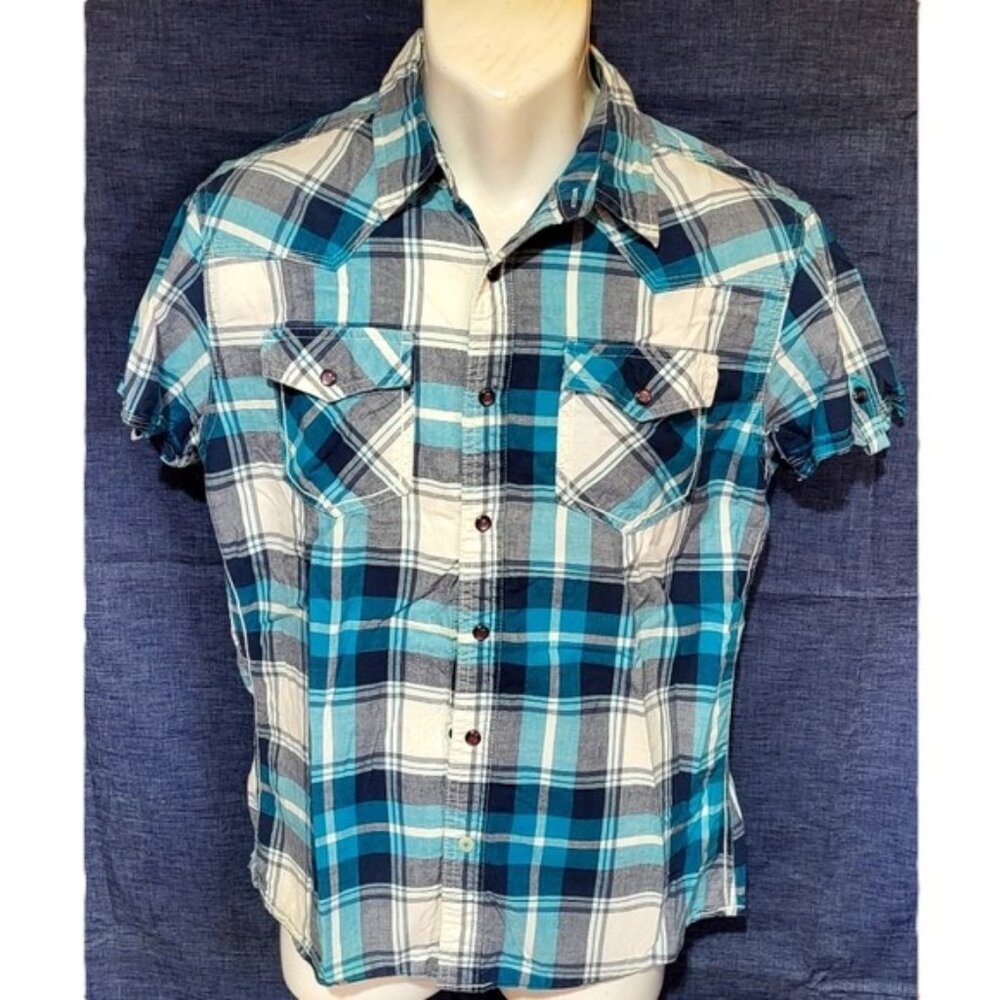 Vintage Urban pipeline western short sleeve pearl snap button shirt